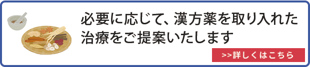 必要に応じて、漢方薬を取り入れた治療をご提案いたします